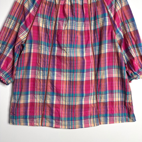 SUNDANCE Plaid Peasant Top - Picture 7 of 9